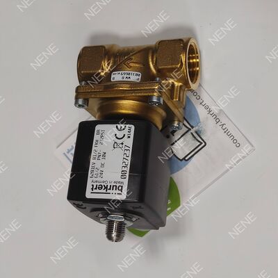 AC220V Hochtemperatur-Solenoidventil BURKERT Typ 6281 00221870 G3/8 2/2 Normal geschlossen Messingkörper 13.0 Öffnung FKM Dichtung 8W 0.2-16bar 0 bis +120°C