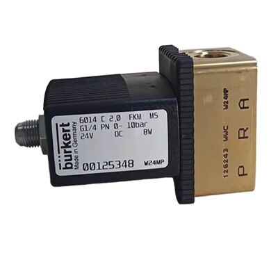 Burkert 00134240 Solenoidventil 6013 Direktwirkende G1/8 2/2 NC 2,5 mm Öffnung FKM Dichtung Messingkörper 24VDC 8W 0-10bar