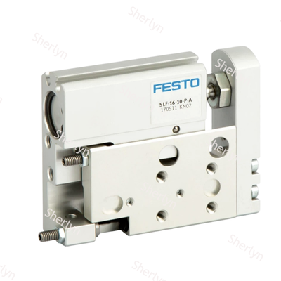 Raumoptimierter Mini-Linearantrieb FESTO SLF-10-30-P-A 170507, 10Bore 30Takt Oxidiertes Aluminium Kugellager Geführter Zylinder mit einstellbarem Endstop-Kissen