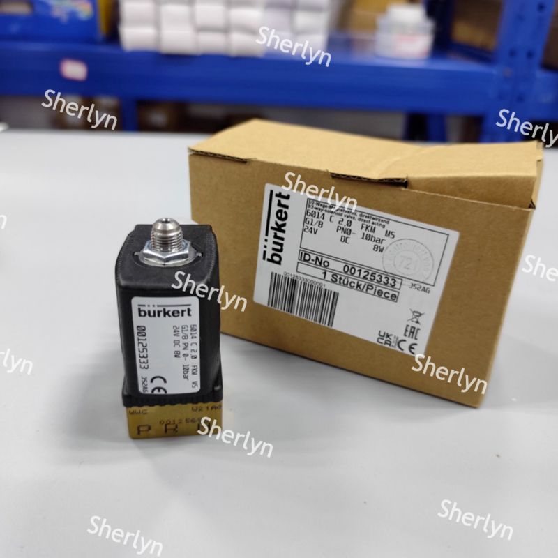 Burkert 00125334 Zwei-Position-Drei-Wege-Solenoidventil 6014 Serie C normal geschlossen G1/8 Messingventilkörper