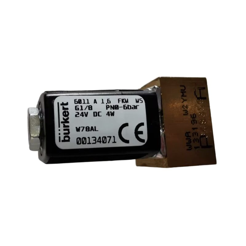 Burkert 00221886 6281 G1 1/4 2/2 Normal geschlossen 25.0 Durchflussloch FKM Versiegelter Messingventilkörper DC24V 8W 0.2-16bar 0~+120 °C
