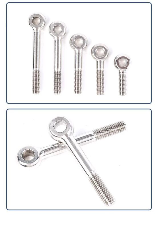 M10 M10*40 M10*110 Vollgewinde Edelstahl-Augenschraube, Nennlänge 100 mm bis 300 mm, langlebiges, korrosionsbeständiges Hardware-Befestigungselement