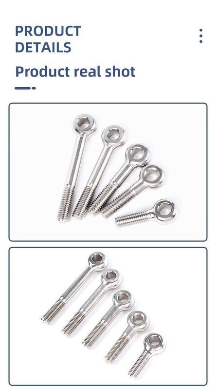 M6 M8 M10 M12 M16 M20 Gewindedurchmesser Edelstahl-Augenschraube, Standard-Gewindesteigung, langlebige, korrosionsbeständige Hochleistungs-Hardware