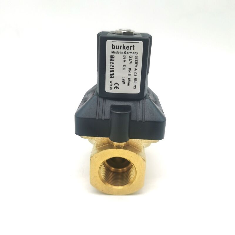Original Burkert Typ 6213 Solenoidventil 00221621 AC220V 8W, G3/4 2/2 Weg Normal geschlossenes Messingventil, 13 Durchflussöffnung NBR-Dichtung, -10 ~ 80 °C 0-10 Bar mittlere Steuerung