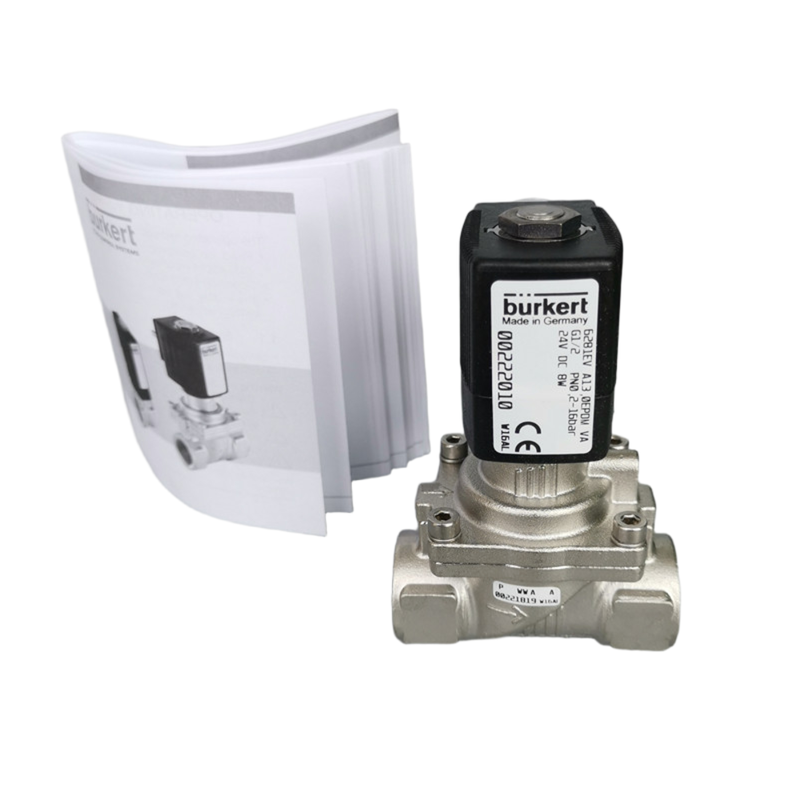 Vollspannungsbereich normalerweise offenes Edelstahl-Solenoidventil Ersatzanlage für Burkert 00228393 00228394 00228395 G1 Anschluss Wärmebeständig FKM