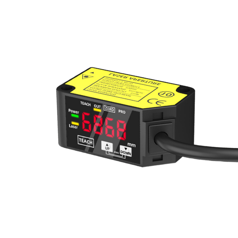 HG-C1400 Laser-Wegaufnehmer 400 mm Referenzabstand ±200 mm Messbereich 800 µm Wiederholgenauigkeit IP67 12-24 V DC NPN PNP 0-5 V 4-20 mA Analogausgang