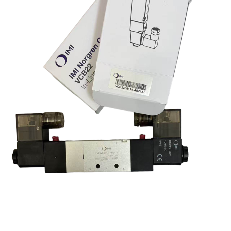 5/3 geschlossenes Zentrum-Solenoidventil NORGREN VCB22B611A-AB213J G1/4 24VDC Doppel-Solenoid-Positionsventil für die schwimmende Klemmung 5 Port 3 Position