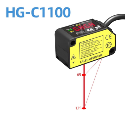 HG-C1100 Lasersensor 100mm Mittenabstand ±35mm Messbereich 70µm Wiederholgenauigkeit IP67 12-24V DC NPN PNP Ausgang 0-5V 4-20mA Analogsignal