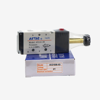 Airtac 4V210-08 Einzelventilgehäuse 5/2-Wege Pneumatisches Wegeventil 1/4 Zoll Gewindeanschluss Aluminiumlegierung Schiebespule für separaten Spulenmontage-Ersatz
